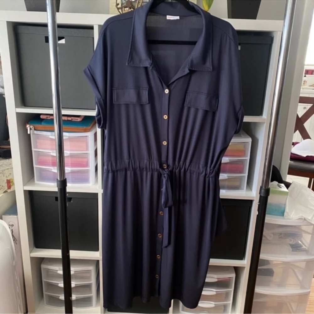 LuLaRoe “Stacie” Navy Blue Dress
